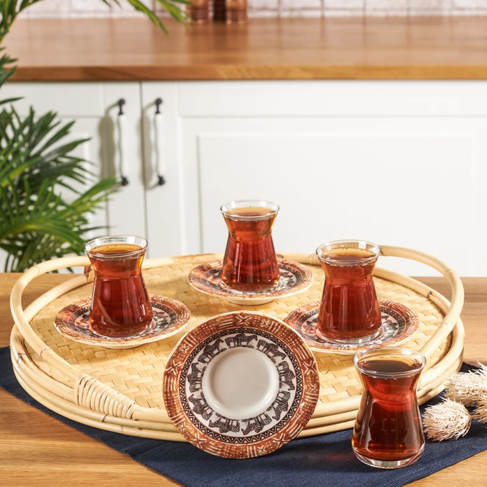 Karaca Zebra 6 Nəfərlik Çay Stəkanı Dəsti